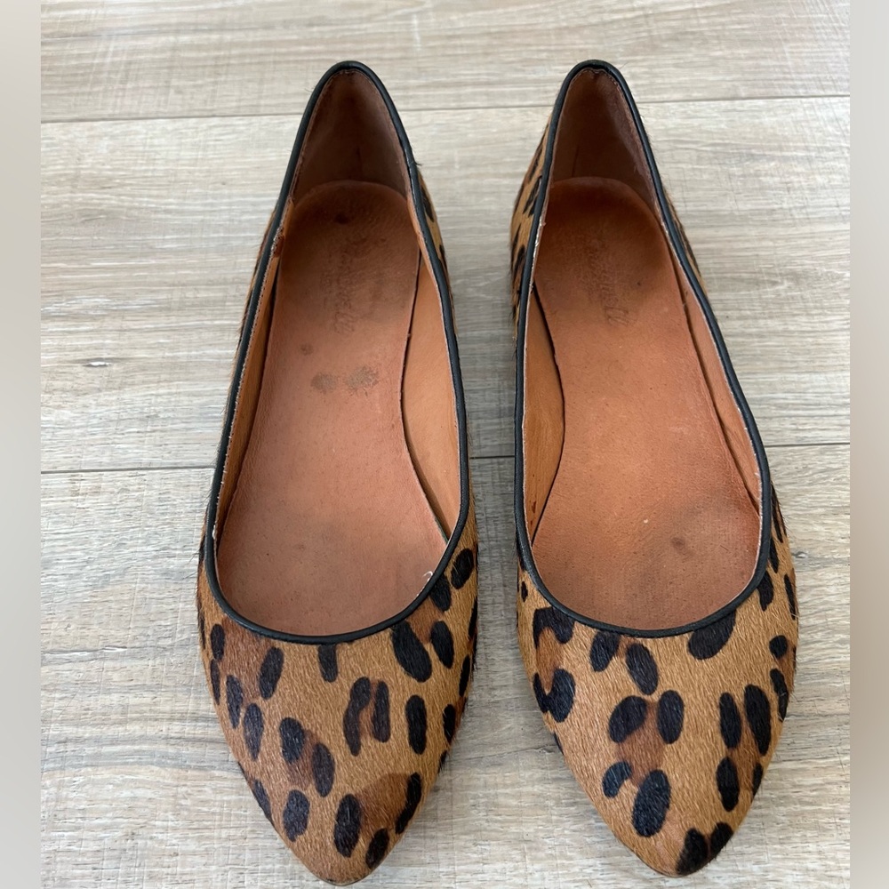 Madewell leopard calf hair flats size 8
